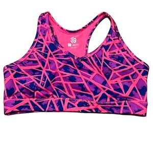 Jillian Michaels Impact Sports Bra Low Impact Size Large Hot Pink Purple